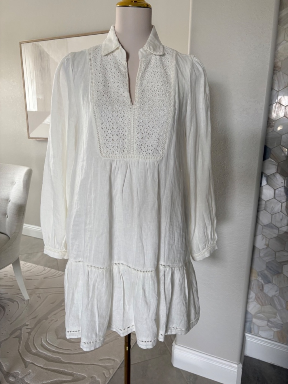 NWT Magaschoni Drop Waist Linen Dress